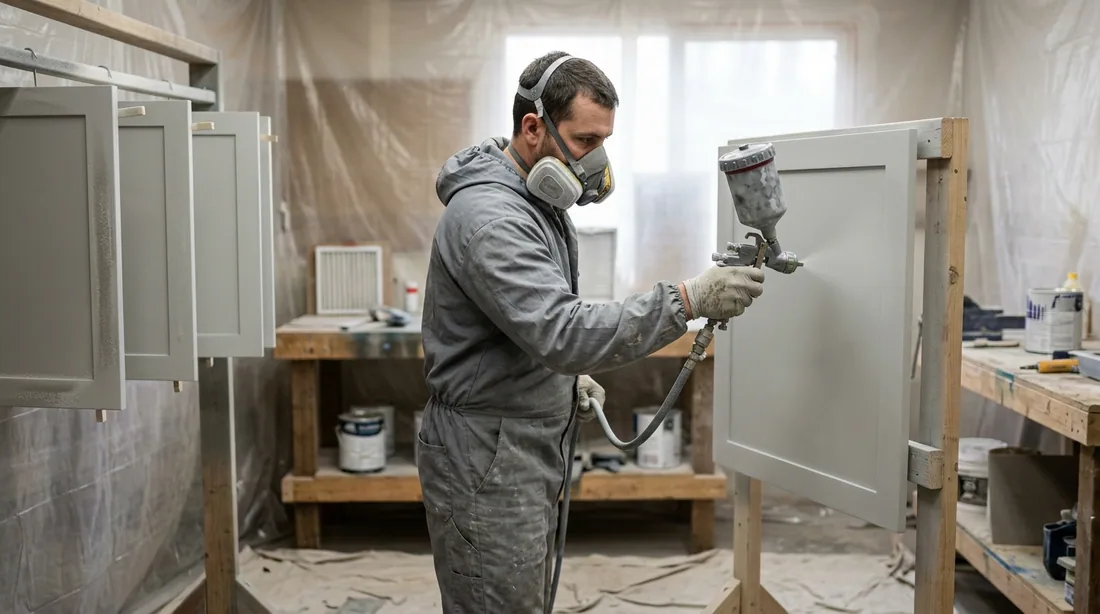 Doors are sprayed flat in a controlled area, two thin coats with a light sand between — Abilene, TX
